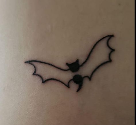 Alt Small Tattoos, Bat Semicolon Tattoo, Simple Alt Tattoos, Ptv Tattoo Ideas, Goth Moon Tattoo, Gothic Shoulder Tattoo, Mcr Tattoo Small, Sui̇ci̇deboys Tattoo Ideas, Ruby Gloom Tattoo