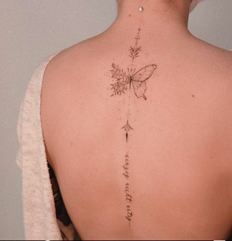 Spine Tattoo Butterfly, Delicate Back Tattoo Women, Butterfly Spine Tattoo, Back Tattoo Butterfly, Butterfly Tattoo Back, Butterfly Back Tattoo, Tattoos Infinity, Tattoos Mandala, Flower Tattoo Back