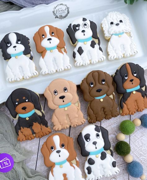 Dog Themed Parties, Cookie Time, Cookie Party, Dog Cake, Dog Cookies, Fancy Cookies, Creative Cookies, Animal Cookies, Dog Party