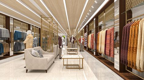 RAJENDIRA'S TEXTILE SHOWROOM on Behance Showroom Ceiling Design Modern, Textile Showroom Interior Design, Showroom False Ceiling Design, Saree Showroom Interior Design, Cloth Showroom Interior, Textile Shop Interior Design, Cloth Showroom, Textile Showroom, Sofa Cloth