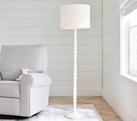 Layla Spindle Floor Lamp | Pottery Barn Kids Nursery Floor Lamp, Kids Floor Lamp, Interactive Lighting, Nursery Lighting, Kids Room Lighting, Kids Lamps, Playroom Furniture, White Floor Lamp, Simply White