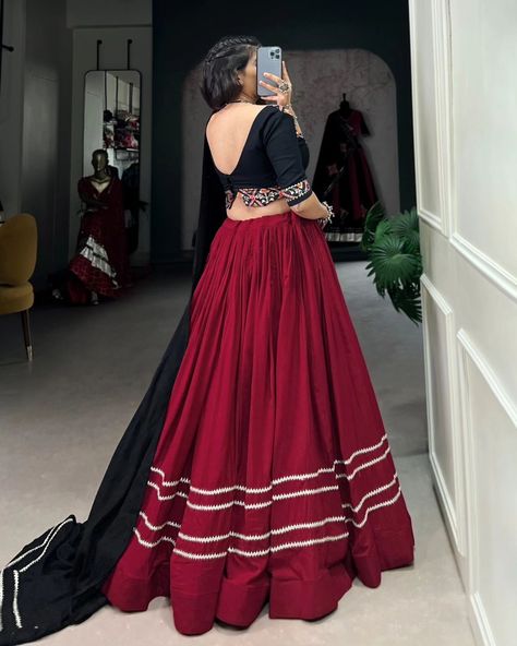 Rate : 1800 #apex__outfit Plain Rayon, Patola Print Perfection 🖤 Lehenga (Stitched) : Lehenga Fabric : Pure Rayon Lehenga Work : Plain With Gota Patti Lace Touch Up Lehenga Waist : Support Up To 42 Lehenga Closer : Drawstring With Zip Stitching : Stitched With Canvas And Full Inner Length : 41 Flair : 6 Meter Inner : Micro Cotton Blouse (Stitched) : Blouse Fabric : Pure Rayon (Fully Stitched) Blouse Work : Plain With Patola Print And Gota Patti Touch Up Blouse Size : 38” There is Extra Ma... Fancy Chaniya Choli, Zip Stitching, Patola Print, Traditional Chic, Latest Bridal Lehenga, Indian Outfits Lehenga, Stitched Lehenga, Desi Fashion Casual, Fashion Revolution