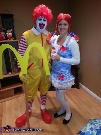 Ronald & Wendy Couples Costume - Halloween Costume Contest Hair Dyed Red, Ronald Mcdonald Costume, Grease Halloween Costumes, Red Head Halloween Costumes, Clown Halloween Costumes, Couples Halloween Costume, Hair Dyed, Food Costumes, Couples Costume