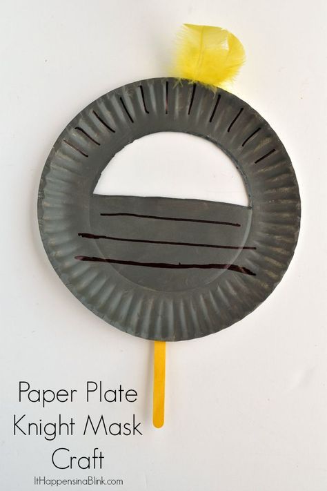 Paper Plate Knight Mask  |  Use a paper plate and craft supplies to create a Knight mask for a fun craft or for a party Knight Mask, Fairy Tales Preschool, Fairy Tale Crafts, Medieval Crafts, Paper Plate Crafts For Kids, Masks Crafts, Magic Treehouse, Vbs Crafts, Paper Plate Crafts