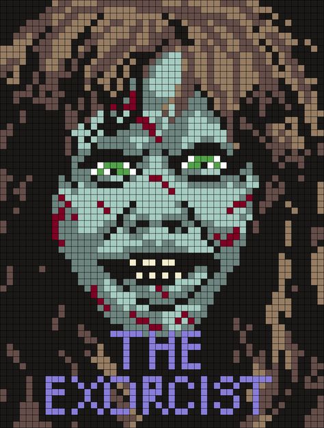 Horror Movie Perler Beads, The Exorcist Poster, Exorcist Poster, Embroidery Kawaii, Kawaii Quotes, Viking Pagan, Poster Square, I Love Halloween, Animal Food