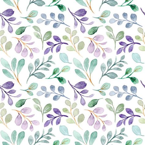 Tropical Pattern Design, Flower Design Pattern, Wrapping Paper Wallpaper, Watercolor Pattern Design, Fabric Wrapping Paper, Surface Pattern Design Inspiration, Fabric Wrapping, Watercolor Leaf, Purple Leaves