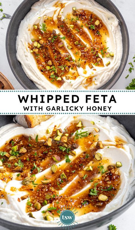 Whipped Feta Dip With Spicy Honey, Whipped Feta Charcuterie Board, Hot Honey Feta Dip, Feta Whipped, Feta Dip With Honey, Whipped Feta Dip With Honey, Whipped Feta With Honey, Whipped Feta Recipe, Feta Spread