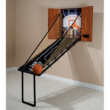 The Wall Mounted Fold Out Mahogany Basketball Game - Hammacher Schlemmer Basketball Bedroom, Teen Hangout, Garage Game Rooms, Basketball Room, Basement Games, Hangout Room, Basketball Style, Game Room Basement, Hammacher Schlemmer