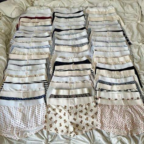 my personal collection, allexandrahuff on tiktok! boxers boy shorts brandy melville usa Brandy Melville Wardrobe, Brandy Melville Boxer Shorts Outfit, Brandy Boxer Short, Brandy Melville Collection, Brandy Boy Shorts Outfit, Brandy Melville Pjs Shorts, Brandy Boxers Outfit, Cute Boxers For Woman, Brandy Melville Boxer Shorts