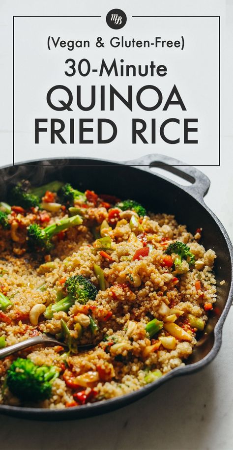 Our Quinoa Fried "Rice" is a fan FAV recipe perfect for those days when you need a delicious meal in a flash! Just 30 MINUTES required for this hearty, veggie-packed, versatile lunch or dinner. Quinoa Fried Rice, Ms Diet, Adoption Announcement, 2b Mindset, Sweet And Spicy Sauce, Minimalist Baker, Going Vegetarian, Pescatarian Recipes, Simply Delicious