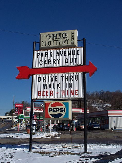 Park Avenue Carry Out Ironton, Ohio. Yes ladies & gentlemen, a drive thru beer distributor! God bless America! Ironton Ohio, Lawrence County, Ohio River, Drive Thru, Park Avenue, God Bless America, Where The Heart Is, Travel Usa, God Bless