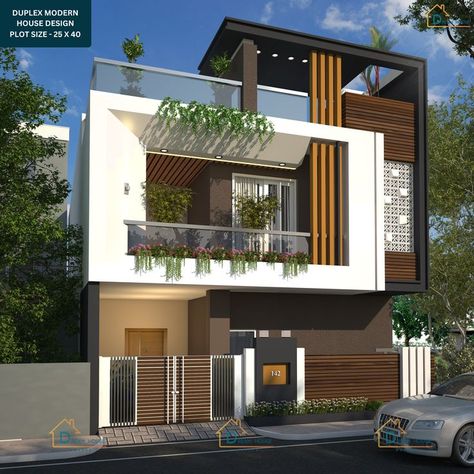 Plot Size - 25 x 40 (1000 Square Feet) Location - Udaipur State - Rajasthan Call/Whatsapp - 0731 668 0333 www.dreamhousemakerz.com Duplex Modern House, Home Front Elevation Design, Home Front Elevation, Front Building Design, Front Elevation Design, 30x40 House Plans, Building Front Designs, Hostels Design, 3d Elevation