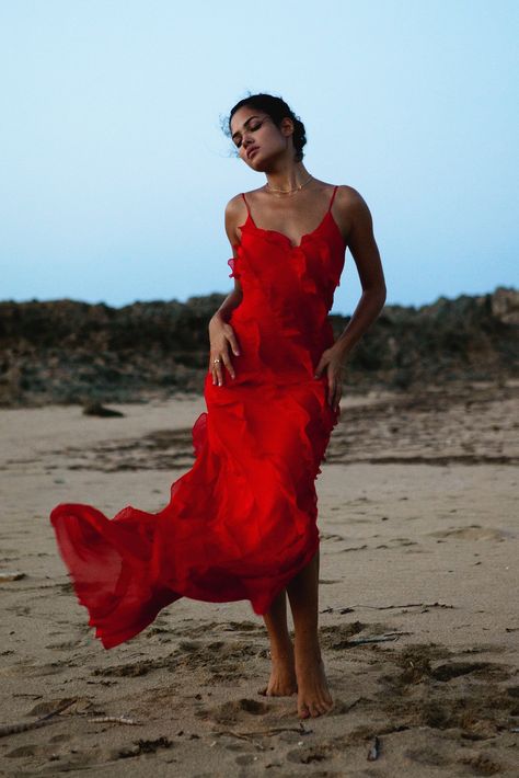 Working Dresses, Cami Maxi Dress, Red Chiffon, Red Maxi, Elegant Maxi Dress, Ruffles Fashion, Red Dress Maxi, Backless Maxi Dresses, Maxi Robes