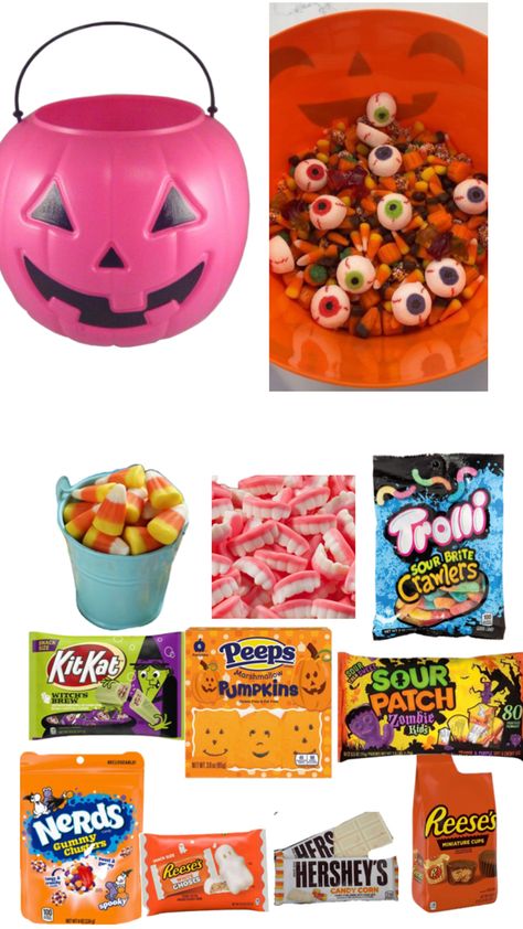 Halloween candy salad Candy Salad, Spooky Candy, Hershey Miniatures, Witch's Brew, Sour Patch, Halloween Candy, Candy Corn, Miniatures, Salad