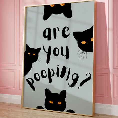 Are You Pooping Cat Pop Art | Cat Prints Wall Art | Bathroom Print | College Bathroom Decor | Cat Lover Gift | Printable Cat Art | Funny Cat Are You Pooping Cat, Cat Pooping, Cat Art Funny, Pop Art Bathroom, College Bathroom Decor, Cat Pop Art, College Bathroom, Cute Apartment Decor, Bathroom Canvas Art