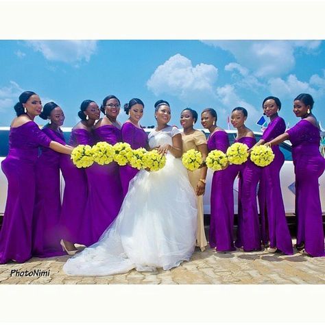 Ohhh Purple! Tomi's #BellaNaijaBridesmaids looking radiant. Bride looks fab too of course.  Photo by @photonimi | Event by @2706events Maid Of Honor Dress Long, African Bridesmaids, Bride Looks, Beach Wedding Bridesmaid Dresses, African Bridesmaid Dresses, Beach Wedding Bridesmaids, Beach Bridesmaid Dresses, Nigerian Weddings, Bridesmaid Colors