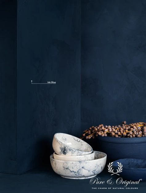 Lime Wash Walls, Limewash Walls, Limewash Paint, Dark Blue Walls, New Paint Colors, Washing Walls, Traditional Paint, Dark Interiors, Ink Blue