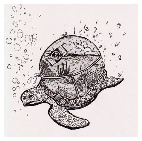 Pollution Sketch, Pollution Drawing, Pollution Art, Pollution Project, Art School Inspiration, Logic Questions, Sea Turtle Drawing, Doodling Art, Polluted Water