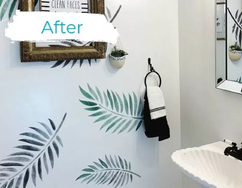 Wall Upgrades, Palm Leaf Stencil, Diy Accent Wall Ideas, Stencil Techniques, How To Grow Roses, Hallway Gallery Wall, White Hallway, Wicker House, Heirloom Traditions Paint