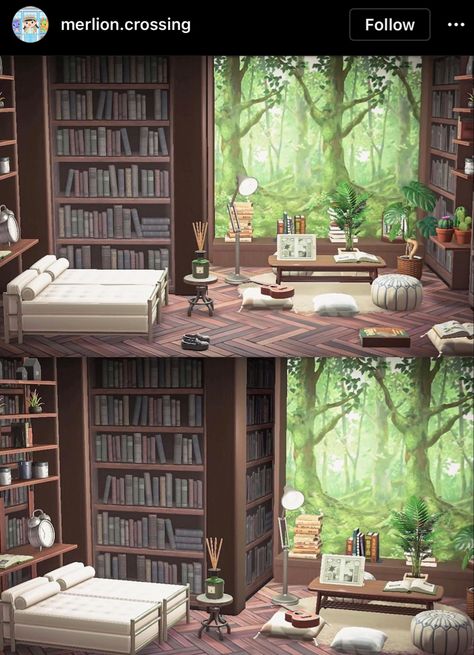 Indoor Library, Acnh Living Rooms Ideas, Artist Space, Happy Home Paradise, Library Bedroom, Animal Crossing Guide, Animal Crossing Wild World, Deco Nature, Animal Crossing Villagers