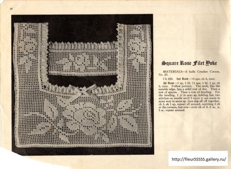 Yarn Crafts Crochet, Crochet Yoke, Crochet Vintage, Crochet Borders, Arm Knitting, Crochet Instructions, Filet Crochet, Embroidery And Stitching, Summer Crochet