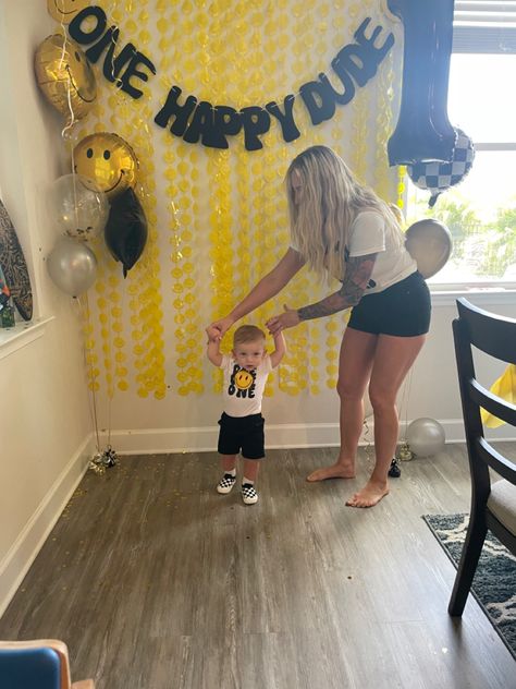 One Happy Dude Cake Smash Photoshoot, Diy One Happy Dude Birthday, One Happy Dude Decor, One Happy Dude First Birthday Food, One Happy Boy First Birthday, Baby Boy One Year Birthday Themes, Baby Boy 1st Birthday Themes, One Cool Dude First Birthday Party, Baby Boy First Birthday Theme