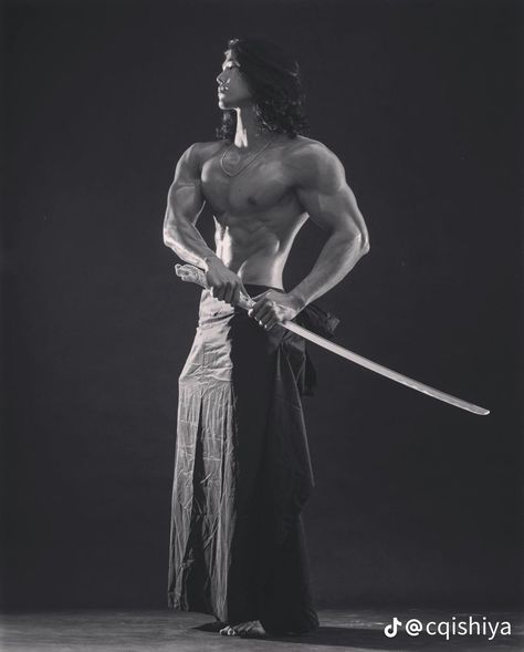 Swordsman Pose, Stoic Motivation, White Hair Men, Long White Hair, Male Pose Reference, Zodiac Tattoos, Standing Poses, Anime Guys Shirtless, Gesture Drawing