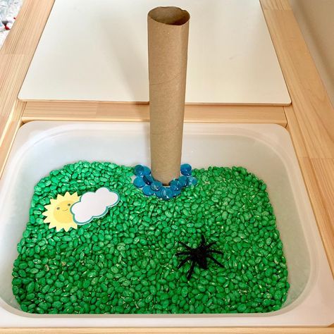 🕷 The Itsy Bitsy Spider 🕷 Here is this weeks sensory bin to go along with our nursery rhyme for the week! The only thing not included in… Nursery Rhyme Sensory Bin, Kindergarten Nursery Rhyme Activities, Spider Sensory, Itsy Bitsy Spider Activities, Spider Lessons, Spider Math, Aba Materials, Preschool Bugs, Wonky Donkey