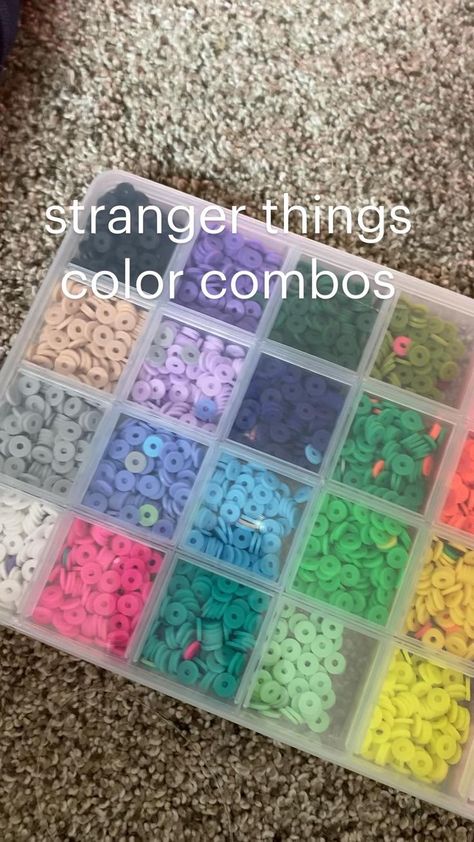 stranger things color combos #stranger things in 2022 | Diy jewelry making tutorials, Stranger things, Diy jewelry making Color Combos For Clay Bead Bracelets, Stranger Things Colors For Bracelets, Stranger Things Bead Bracelet, Stranger Things Bracelet Ideas Clay Beads, Stranger Things Clay Bead Bracelets, Stranger Things Crafts Diy, Stranger Things Bracelet Ideas, Stranger Things Jewelry, Emily Aesthetic