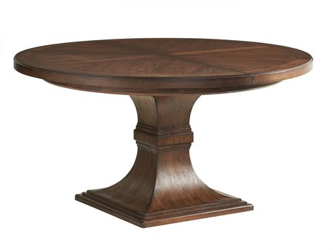 Palo Alto Round Dining Table | Lexington Home Brands Extendable Round Dining Table, Round Dining Room Sets, Traditional Dining Tables, Dining Table Dimensions, Round Dining Room, Lexington Home, Lexington Furniture, Dining Table Bases, Wood Pedestal