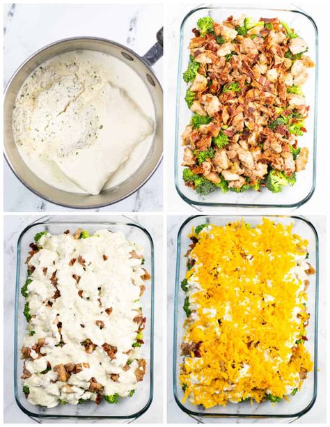 This Keto Chicken Bacon Ranch Casserole is packed with protein, healthy fats, and all the flavor you could ever want in a casserole. The combination of chicken, bacon, cheese, and ranch dressing creates a mouth-watering low carb meal that will satisfy even the pickiest eaters Keto Chicken Ranch Casserole, Healthy Chicken Bacon Ranch Casserole, Keto Chicken Bacon Ranch Casserole, Chicken Bacon Cheese, Keto Chicken Bacon Ranch, Keto Chicken Bacon, Chicken Bacon Ranch Bake, Chicken Breast Casserole, Bacon Ranch Casserole