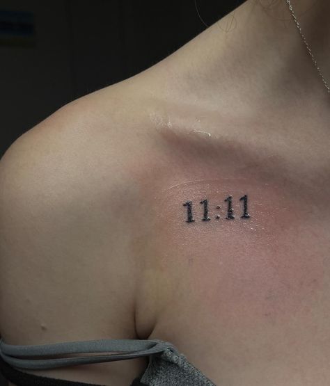 11:11 ✨ - - - - #eleveneleven #chesttattoo #girlsloveink #tattooshop #tatted 11 11 Tattoo, Tattoos