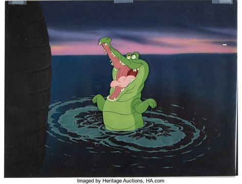 Peter Pan Crocodile Production Cel with Painted Background (Walt | Lot #96197 | Heritage Auctions Peter Pan Crocodile, Disney Moments, Disney Frames, Pan Photo, Funny Disney Memes, Disney Songs, Celebration Quotes, Disney Memes, Tick Tock