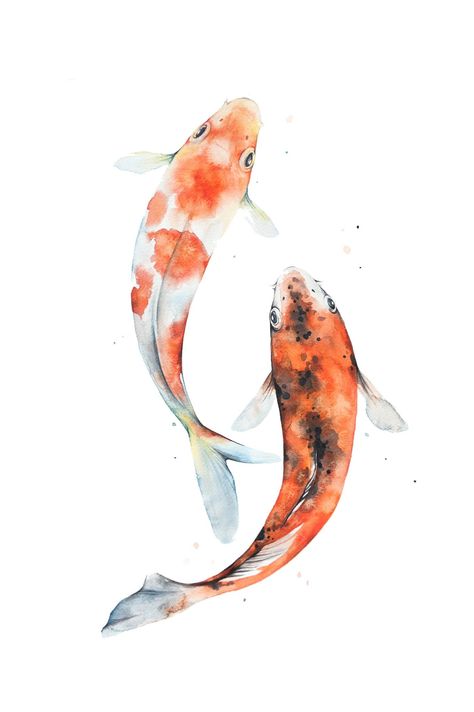 Watercolor Koi Fish, Koi Painting, Koi Watercolor, Koi Art, Koi Fish Tattoo, Carpe Koi, Watercolor Fish, Watercolor Journal, Fish Drawings