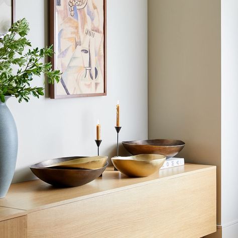 Organic Metal Decorative Collection | West Elm (US) Simple Floor Lamp, Metal Bowls, Modern Organic Design, Metal Vases, Leclair Decor, Brass Sheet, Organic Ceramics, Stunning Interior Design, Unique Chair