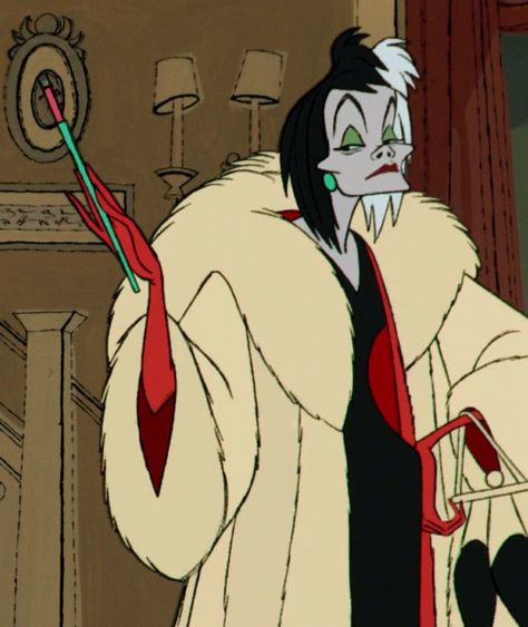 Cruella Deville Cartoon, Corella Deville, Disney Version, Cruella Deville, 101 Dalmatians, Pinturas Disney, The Grim, Disney Villains, Dalmatian