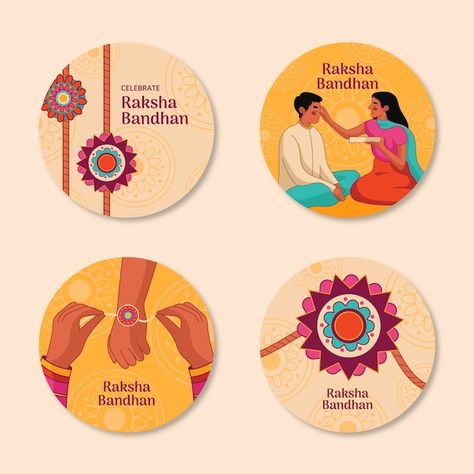 Raksha Bandhan Stickers, Happy Rakshabandhan Stickers, Rakhi Illustration, Rakhi Stickers, Sibling Art, Rakhi Cards, Happy Rakshabandhan, Raksha Bandhan, Cute Easy Drawings