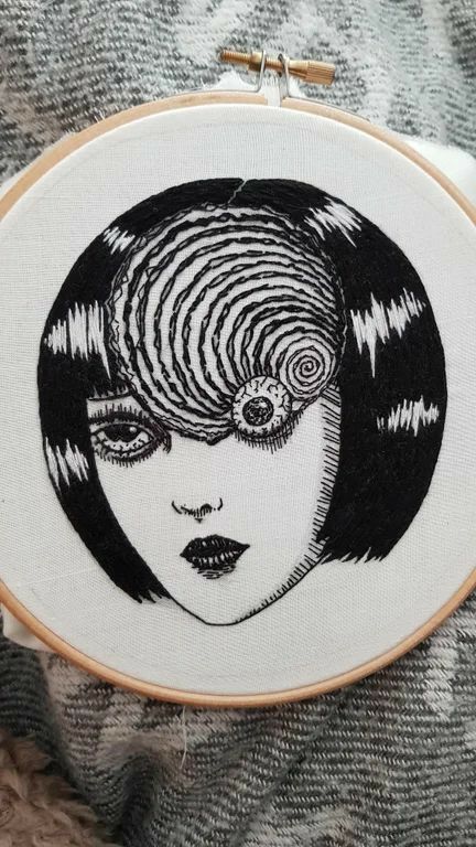 Manga Cross Stitch, Anime Embroidery Ideas, Alt Embroidery, Creepy Embroidery, Manga Embroidery, Tattoo Embroidery, Anime Embroidery, Basic Embroidery Stitches, Hand Embroidery Projects