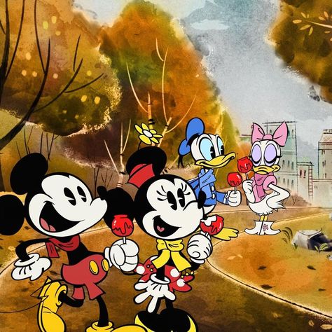 Mickey Mouse on Instagram: “Sweets and a stroll. 🍁 Give this double date a double tap!” 2 Friends Cartoon, Wonderful World Of Mickey Mouse, Mickey Mouse Coloring, Disney Classroom, Disneyland Christmas, Disney Theory, Friends Cartoon, Mickey Mouse Shorts, Mouse Crafts