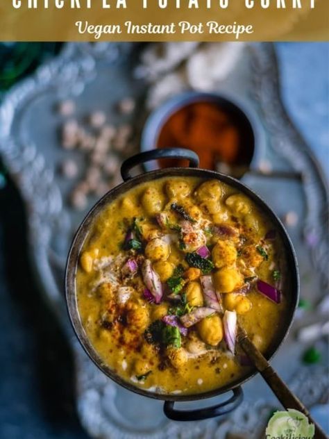 Chickpea Potato Curry, Instant Pot Chickpeas, Recipes Chickpeas, Chickpea Potato, Chickpea And Potato Curry, Vegan Chickpea Recipes, Vegan Potato Recipes, Chickpea Curry Recipe, Viral Recipes