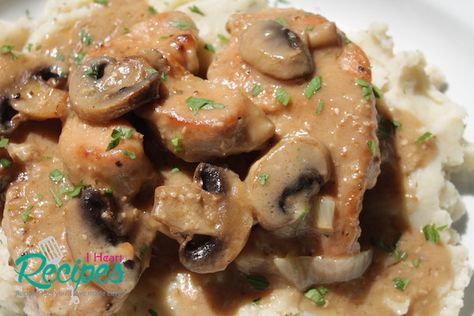 Fork tender turkey chops smothered in a creamy onion, garlic, and mushroom gravy! So many of you have been asking me to upload turkey chop recipes for ages now. It’s not that I have been igno… Smothered Turkey Chops, Smothered Turkey, Turkey Chops, I Heart Recipes, Turkey Cutlets, Adobo Recipe, Heart Recipes, Baked Turkey, Homemade Gravy