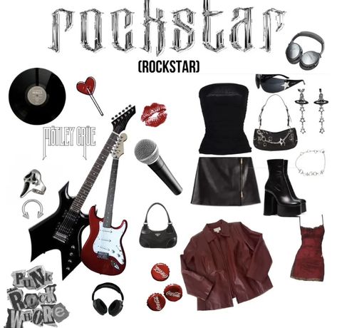 Female Rockstar Aesthetic Outfits, Rock Girl Aesthetic Outfits, Rock Star Gf Outfits, Rock Star Girlfriend Aesthetic, Rockstar Girl Outfit, Rock Star Fashion, Rockstar's Girlfriend, Rockstar Aesthetic Outfits, Rockstar Girlfriend Aesthetic