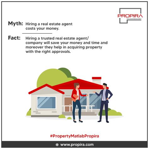 #Mythsvsfacts in real estate. A myth rumored about real estate is that hiring a real estate agent costs your money. But, the fact that when you choose #trustedrealestatecompany or agents will save your money and time. And, they will help in making your valued investment in the right property without any legal obligations. 🌐 Propira.com #realestatefacts #realestate #प्रॉपर्टी #buyproperty #PropertyInAlwar #PropertyMatlabPropira #property #Propira #realestateagent #fact Real Estate Myths And Facts, Real Estate Facts, Real Estate Myths, Myths Vs Facts, Myths And Facts, Real Estate Broker, Buying Property, Ads Creative, Save Your Money