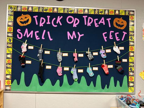 Students socks Bulletin Ideas, Stinky Socks, Halloween Bulletin Boards, Classroom Doors, Bulletin Board Ideas, Rainbow Fish, Classroom Bulletin Boards, Classroom Door, Teacher Stuff