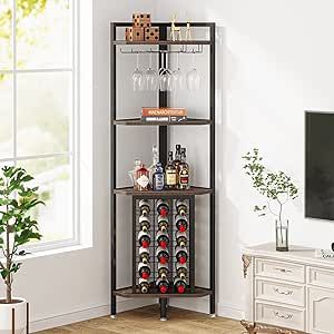 Wine Rack With Glass Holder, Corner Wine Cabinet, Corner Wine Rack, 90 Design, Corner Bar Cabinet, Wine Rack Bar, Drink Storage, Corner Bar, Versatile Aesthetic