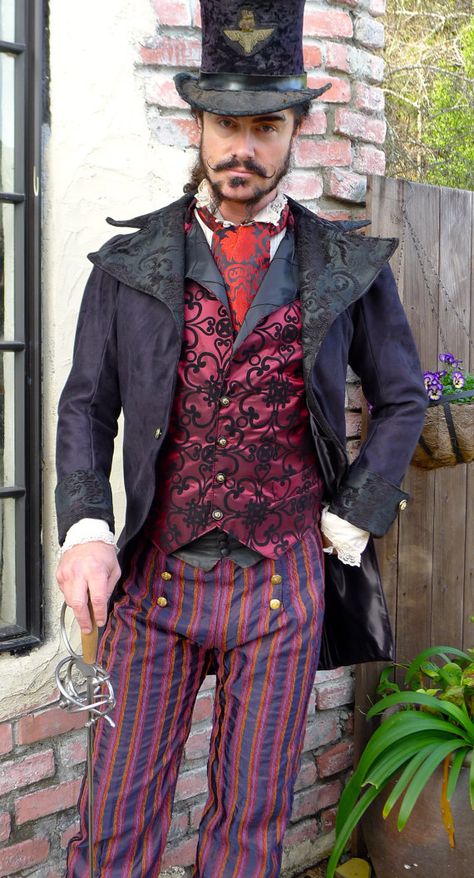 Frock coat Frilly Shirt, Moda Steampunk, Costume Carnaval, Gothic Mode, Black Tapestry, Steampunk Men, Mode Steampunk, Wedding Jacket, Frock Coat