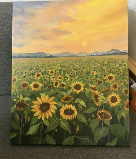 Sunflower Painting Ideas On Canvas, How To Paint Sunflowers Acrylic, Acrylic Sunflower Painting, Acrylic Sunflower, Painting Techniques Art, Sunflower Drawing, Sunflower Garden, Abstract Flower Art, Garden Painting