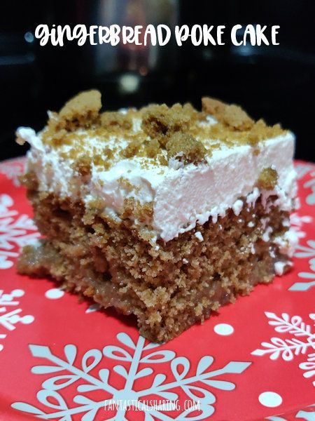 Fantastical Sharing of Recipes: Gingerbread Poke Cake Caramel Whipped Cream, Holiday Cake Recipes, Whipped Cream Topping, Gingersnap Cookies, Gingersnap Crust, Poke Cakes, Ginger Snap Cookies, Gingerbread Cake, Ice Cream Toppings