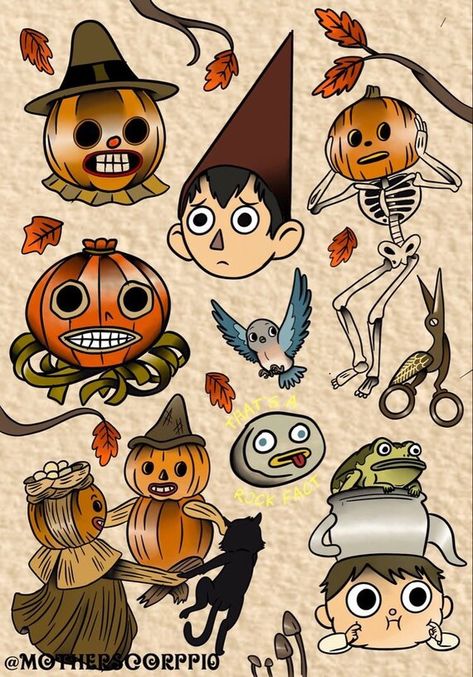 Freaks And Geeks, Doodle Tattoo, Wall Fan, Over The Garden Wall, Flash Art, Autumn Art, Inspirational Tattoos, Halloween Art, Comic Books Art