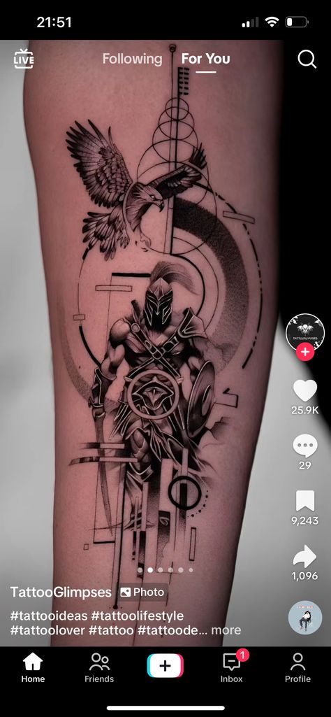 Viking Hip Tattoo, Geometric Spartan Tattoo, Spartan Tattoo Forearm, Men Tattoo Ideas Forearm Half Sleeves, Polka Tattoo Designs, Forearm Cover Up Tattoos, Trash Polka Tattoos, Tattoo Font For Men, Trash Polka Tattoo Designs